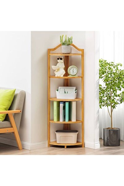 Bin shihoon 5-Tier Bamboo Corner Shelf - Multi-Purpose