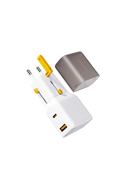 VOLTME شاحن حائط Vito Go Travel بمنفذي USB-C وUSB بقوة 35 وات - أبيض