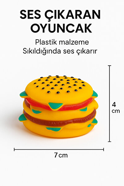 Papağanhane Ses Çıkaran Hamburger Şekilli Köpek Oyuncağı – Dayanıklı Plastik, Eğlenceli ve Diş Dostu Oyuncak