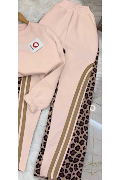 zavera for kids Girl's Leopard Detailed Tracksuit Set - 100% Cotton - 3 Thread Count