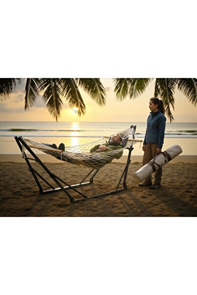 zerkaconcept Sante Katlanabilir Kademe Ayarlı Metal Ayaklı Hamak Taşıma Çantası Hediyeli