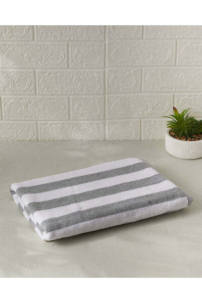 REDTAG Grey Fine Stripe Bath Towel