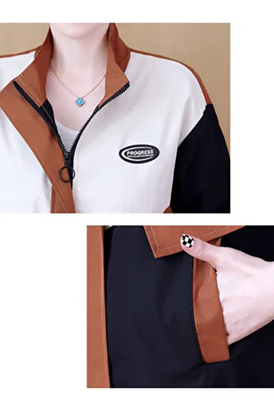 dorbe Casual Color Block Windbreaker Jacket For Women