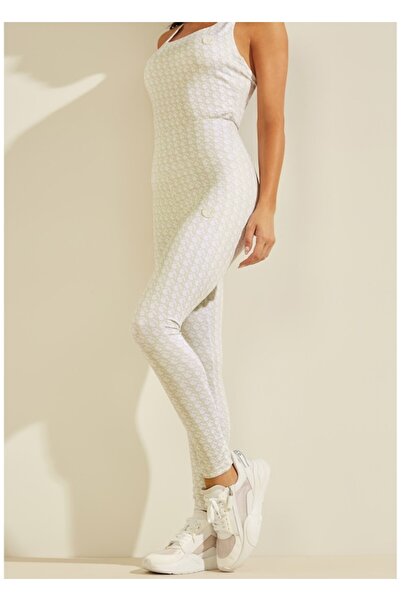 Guess leggings, high-waist, logo print, white, size S