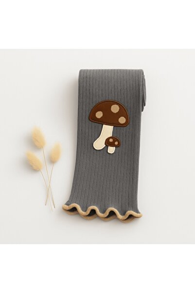 Mixbo children's toe-less tights with mushroom motif, cotton, 0-6 months, dark gray