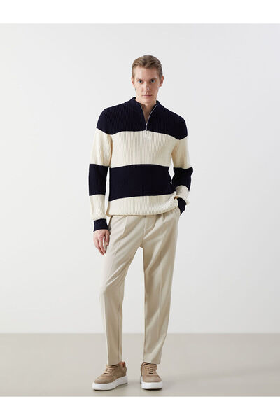 LC Waikiki High Collar Long Sleeve Color Block Men's Knitwear Sweater