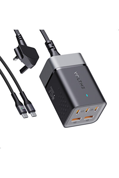 VOLTME شاحن حائط فيتو جو إيز ترافل وممتد مع 3 منافذ USB-C و2 منفذ USB 75 وات ...