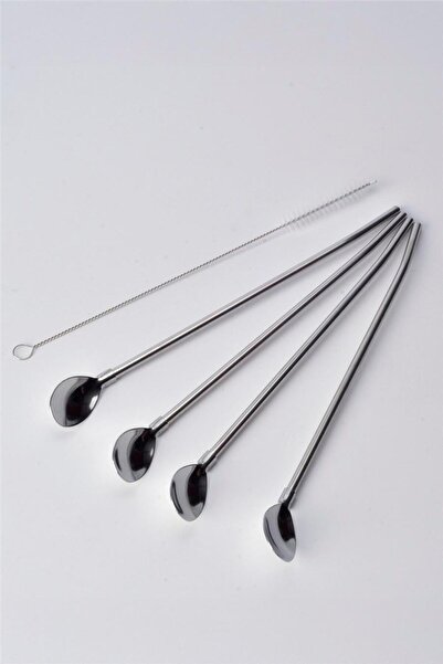 Tohana Dörtlü Çelik Pipet Kasik Seti