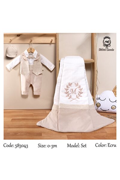 Baby shine طقم استقبال فاخر حديث ولادة ولادي - أربع قطع- قطن100% -طقم لينن M