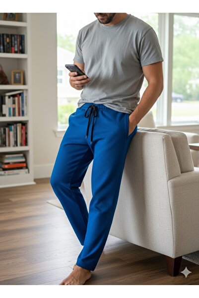 FAMESTEKSTİL Men's Blue Trackpants
