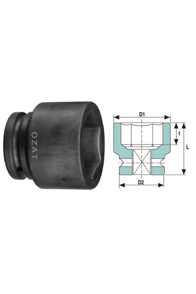 Özat Κεφαλή κλειδιού καρυδάκι κρουστικού τύπου 2.1/2'' 6 πλευρές, κοντή 110