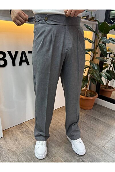 BYATA MENS STYLE Men's Italian Cut High Waist Fabric Trousers