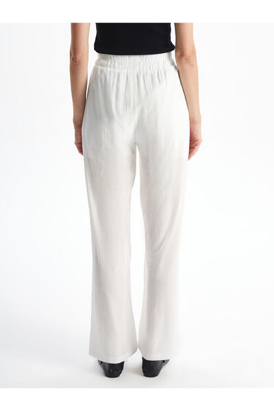 LC Waikiki Lcw Vision Ecru Elastic Waist Textured Women's Trousers