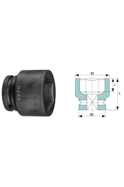 Özat Cap cheie tubulara de impact 1'' 6 laturi, scurt 2 7/8''