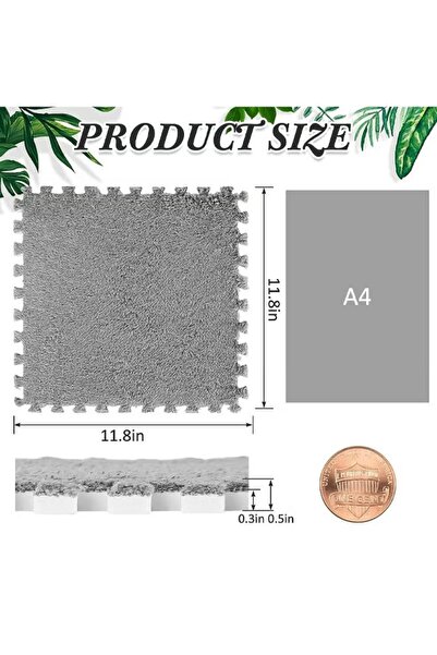 Generic 6Pcs Plush Foam Floor Mat 30*30cm Interlocking Carpet Tiles Anti-Slip Puzzle Area Rug Play Mat