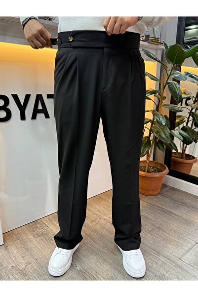 BYATA MENS STYLE Men's Italian Cut High Waist Fabric Trousers