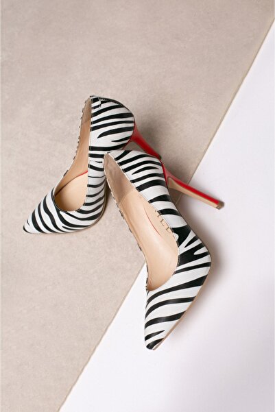 Vanilla Days Corina Zebra Print Stiletto Heels with Coral Accents