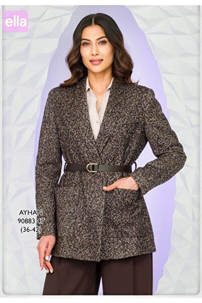 AYHAN Tweed Jacket with Belted Bag Pockets