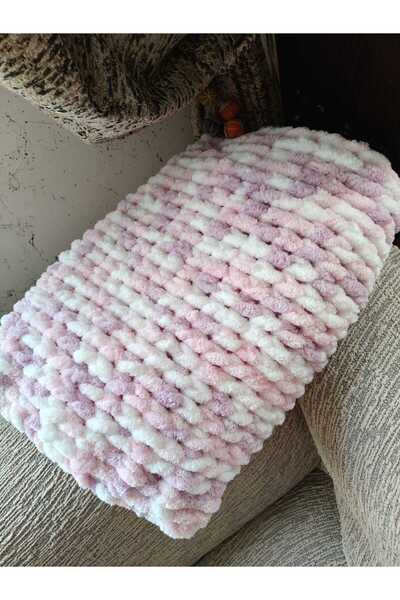 Dodemert Home Alize Puffy Pembe Ebruli El Örmesi Bebek Battaniye 100 x 100 cm