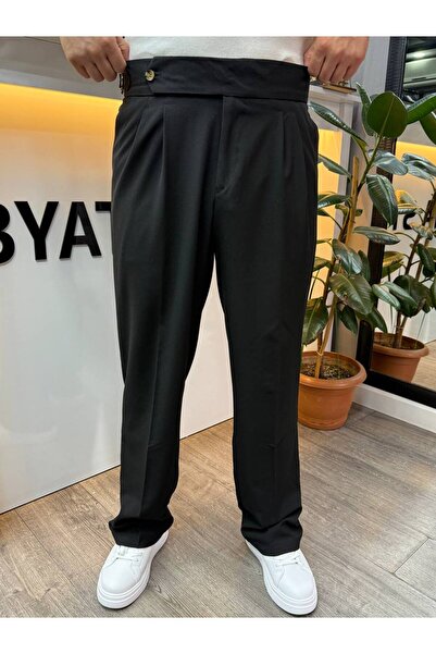 BYATA MENS STYLE Men's Italian Cut High Waist Fabric Trousers