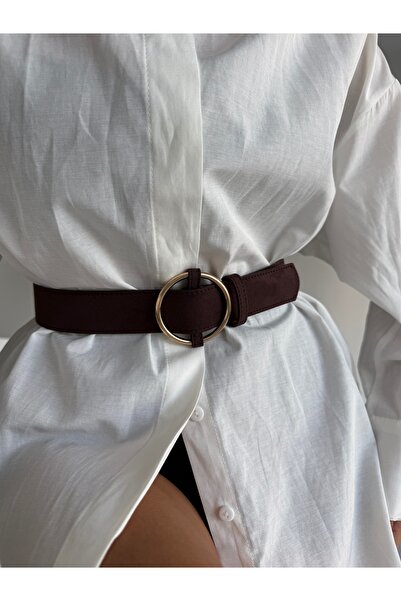 Fiori Καφέ σουέντ ζώνη με χρυσό κούμπωμα Γυναικεία ζώνη παντελονιού Ζώνη μπουφάν Ζώνη φορέματος Ζώνη πουκάμισου