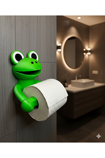 ÖZTÜRK MAKİNE Suport pentru hârtie igienică cu design drăguț de broaște - Organizator cu imprimare 3D pentru agățat pentru decorarea băii