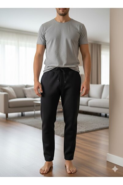 FAMESTEKSTİL MEN'S BLACK TRACKPANTS