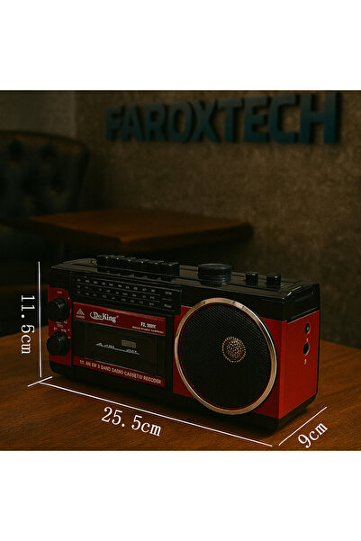 FaroxTech Retro Klasik Kaset Çalarlı FM/AM/SW Radyo – Bluetooth, USB, SD Kart Destekli Taşınabilir Hoparlör
