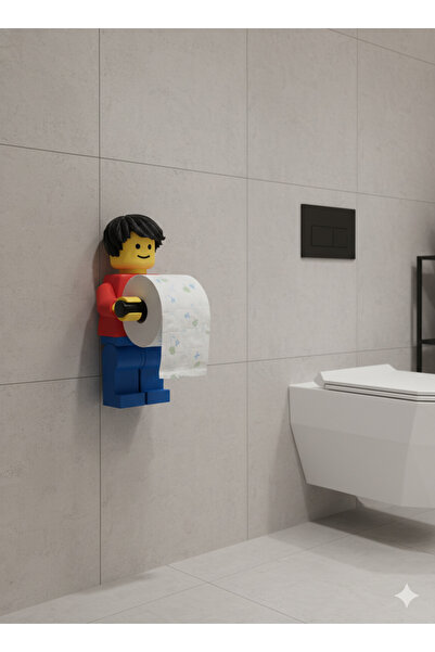 ÖZTÜRK MAKİNE Toilet Paper Holder Toilet Roll Holder with Hair Model - Large Size - Lego Man Toilet Paper Holder