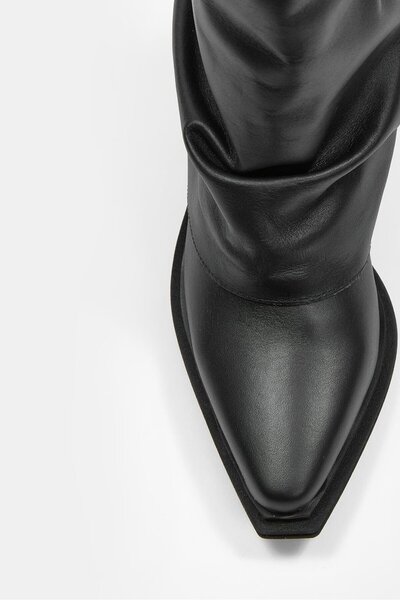 NILUFARR Lata Black Genuine Leather Heeled Boots