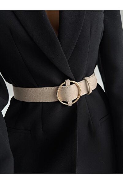 Fiori Μπεζ σουέντ ζώνη με χρυσό κούμπωμα Γυναικεία ζώνη παντελονιού Ζώνη μπουφάν Ζώνη φορέματος Ζώνη πουκάμισου