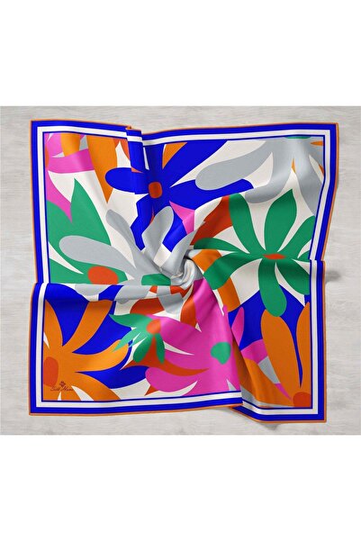 Silk Home Μεταξωτό μαντήλι Tivil με σχέδιο λουλουδιών σε ίντιγκο, πορτοκαλί, ...