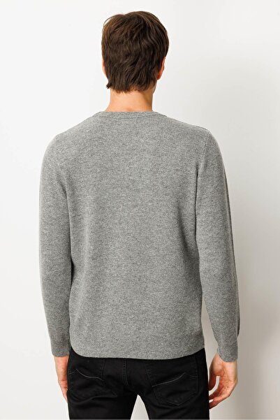 Desen Triko Men's Crew Neck Straw Knit Baklava Y.Füme Wool Sweater