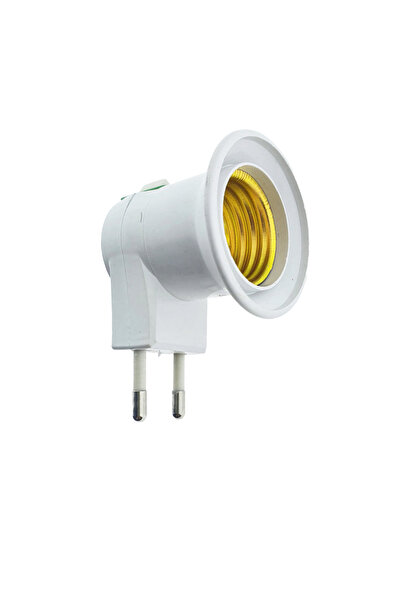 OEM Adaptor soclu bec E27 cu întrerupător încorporat, alb, compact, dimensiuni 85 x 48 x 45 mm