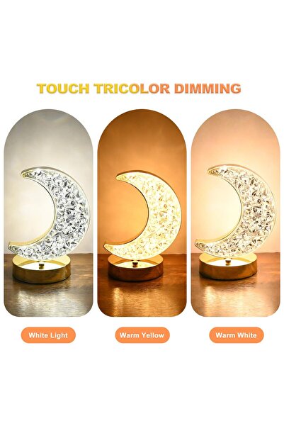 YESMAX Moon Table Lamp, Night Light Moon Light Bedside Lamp Nightstand Desk Bedroom Living Room Home Decor