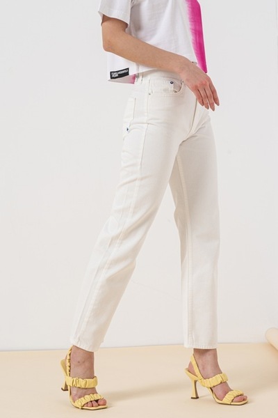 KARL LAGERFELD JEANS - Straight high-waist jeans, White, W30-L30