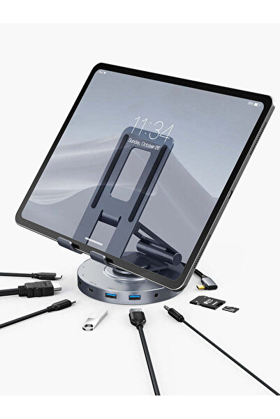 Cabletime Tablet Stand + 8 IN 1 USB-C Docking Station