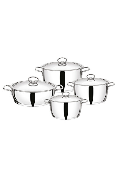 ALSAIF Turkish Stainless Steel 18/10 Cookware Set 8 Pieces Size 12/14/16 /8 CM Silver