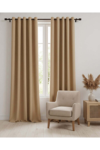 REDTAG Ivory Embossed Blackout Curtain (1 Pair)