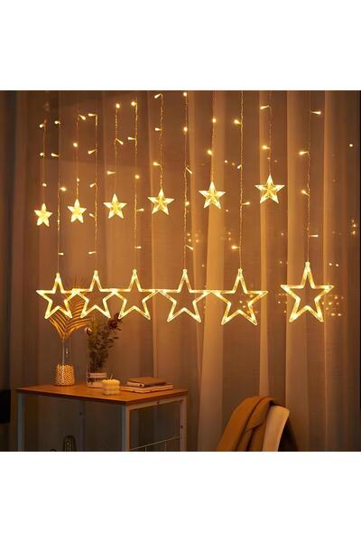 OricareFain Instalatie craciun Perdea, 3 m, luminoasa de stele, Interior/Exterior, Interconectabila, Alb Cald