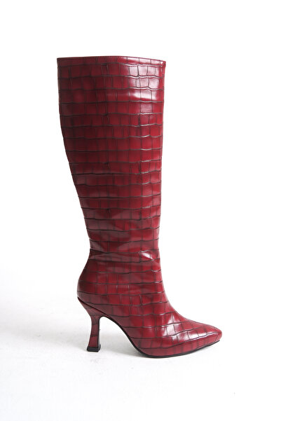 Shoesers Women's Special Design Full Zip Croco Coated Heeled Boots