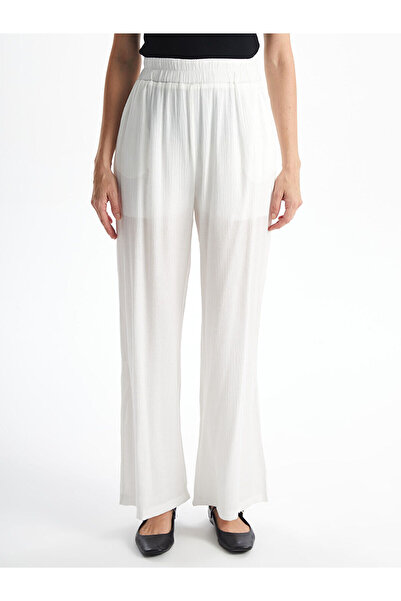 LC Waikiki Lcw Vision Ecru Elastic Waist Textured Women's Trousers