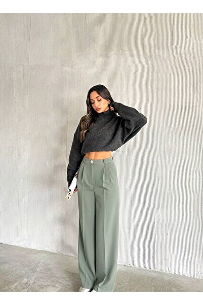 TİENDEROPA Women's Pleated Fabric Atlas Palazzo Pants