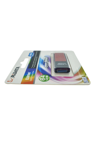 ridata USB 3.0 Flash Drive 64GB, EZdrive HD50, retractable connector, red