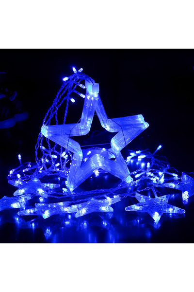 OricareFain Instalatie craciun Perdea, 3 m, luminoasa de stele, Interior/Exterior, Interconectabila, Albastru