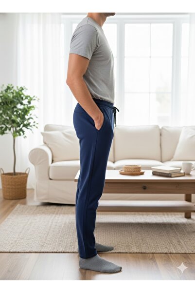 FAMESTEKSTİL Men's Dark Blue Tracking Pants