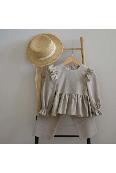 Nolis Μπεζ σετ από λινό για κορίτσια 1-10 ετών