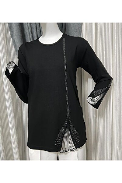 Subaşı Taş İşlemeli File Detaylı Şık Bluz