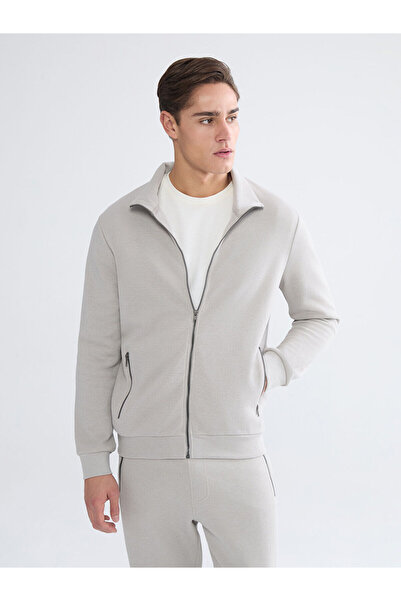 LC Waikiki سويت شيرت رمادي بياقة واقفة وأكمام طويلة للرجال