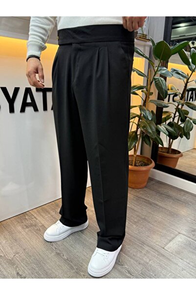 BYATA MENS STYLE Men's Italian Cut High Waist Fabric Trousers